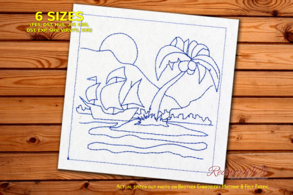 A Pirate Ship Bluework Design for Cozy Apparel