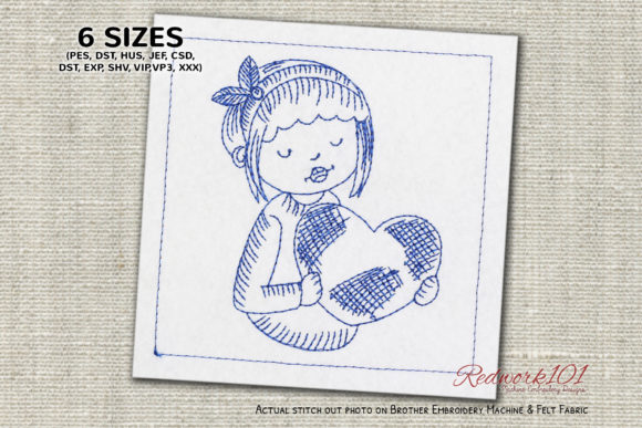 A Seller's Look at the Girl Holding Heart Embroidery Design