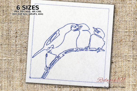 Bird Feeding Her Babies Redwork Embroidery Review