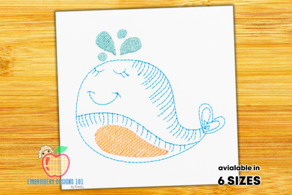 Cartoon Baby Whale Sketch Embroidery Design Review
