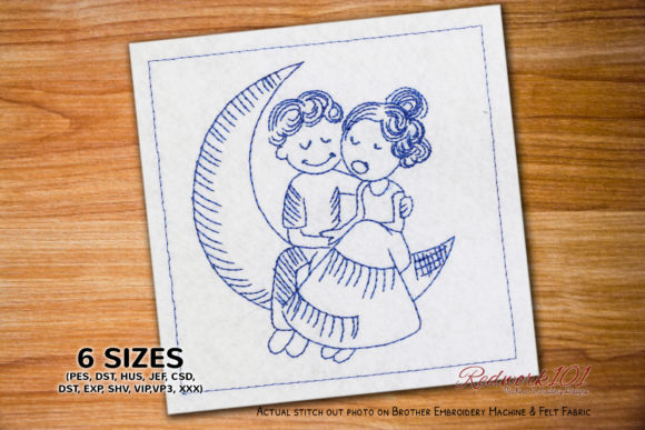 Couple Sitting on Moon Embroidery Design Review