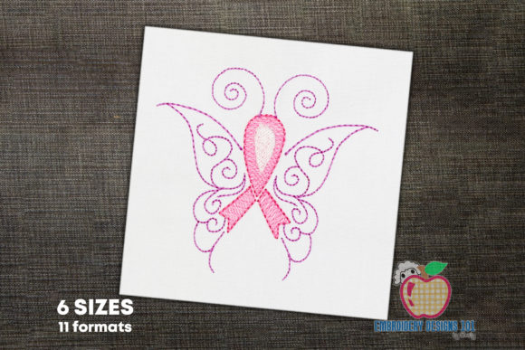 Embroidering Meaningful Gifts with Pink Ribbon Butterfly Wings