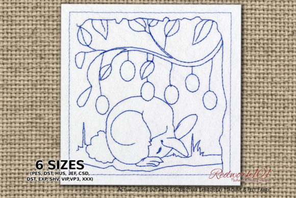 Evaluating the Easter Rabbit Sitting on Grass Redwork Design