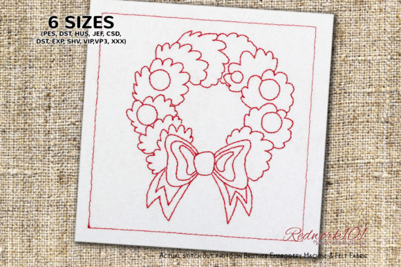 Holly Wreath Embroidery Design for Craft Businesses