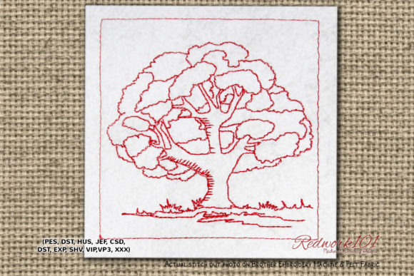 Oak Tree Redwork Design for Boutique Sweatshirts